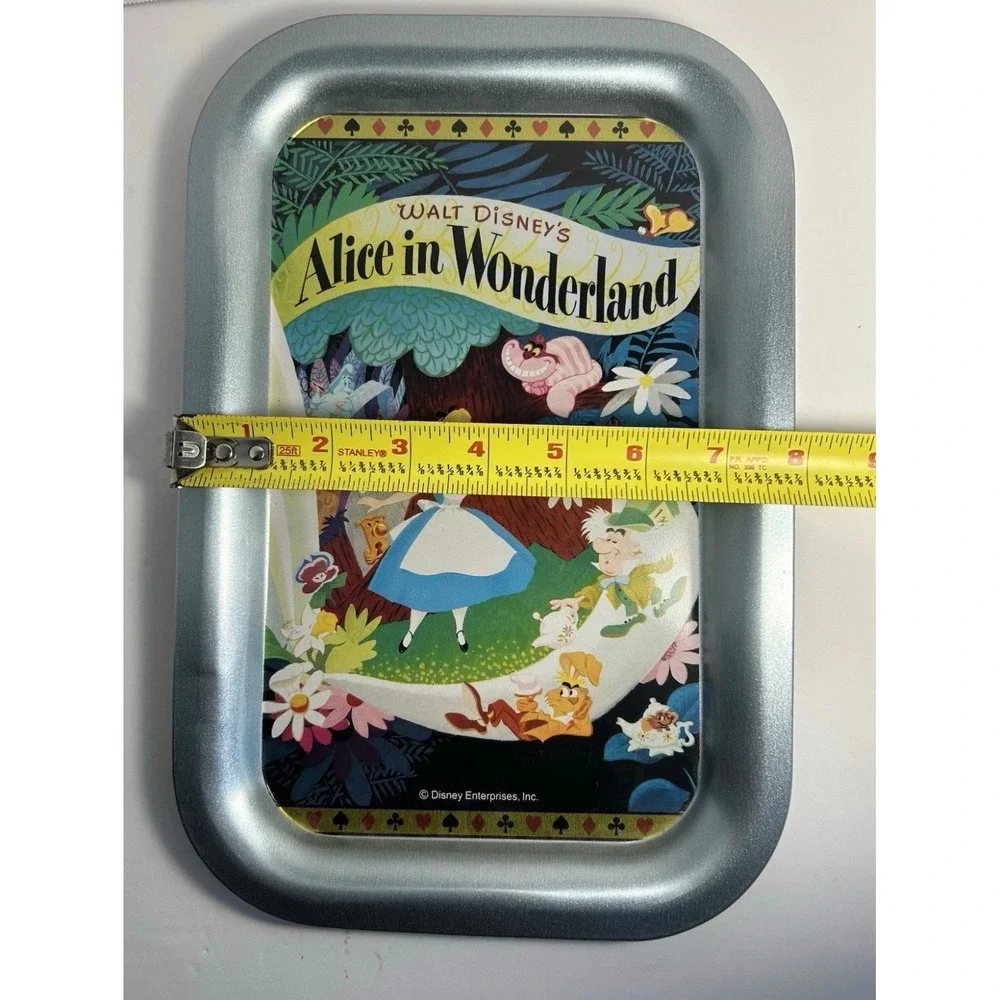 Disney Alice in Wonderland Metal Tray Classic Movie Poster Art Tin 11x7.5 Silver